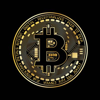 Bitcoin altın sikke siluet