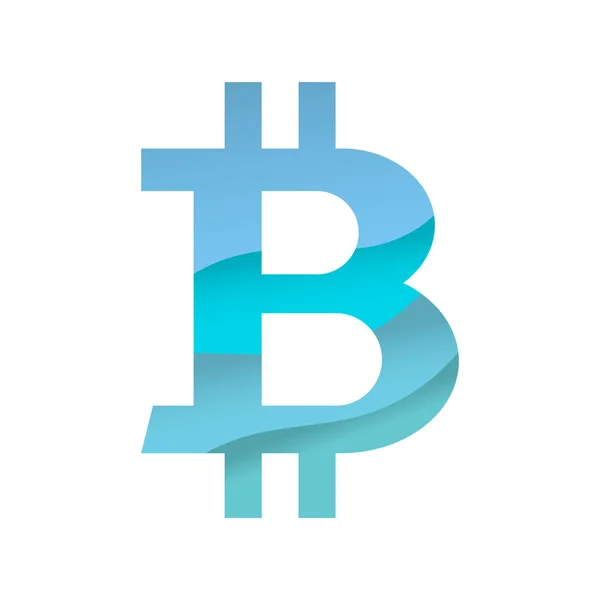 Signo de bitcoin azul — Vector de stock