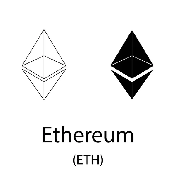 Ethereum zwarte silhouet — Stockvector