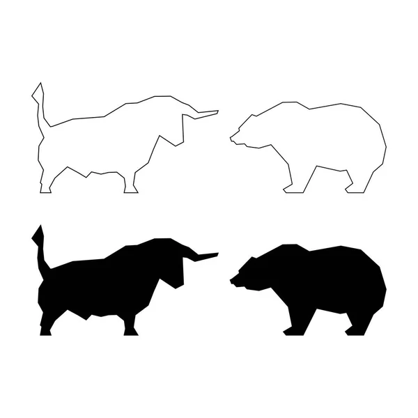 Silueta de toro y oso — Archivo Imágenes Vectoriales