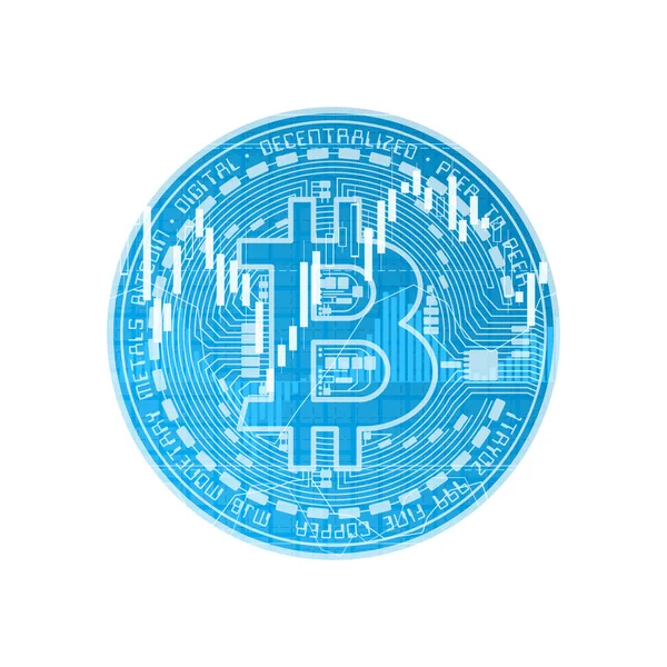 Financiën bitcoin achtergrond blauw — Stockvector