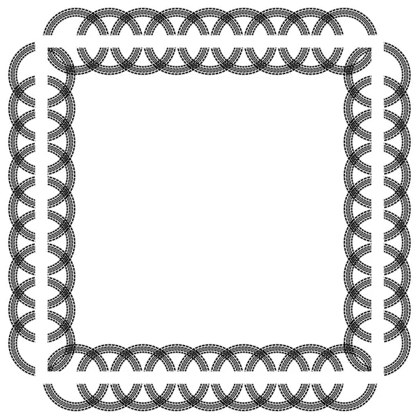 Square tire tracks frame — Stock Vector