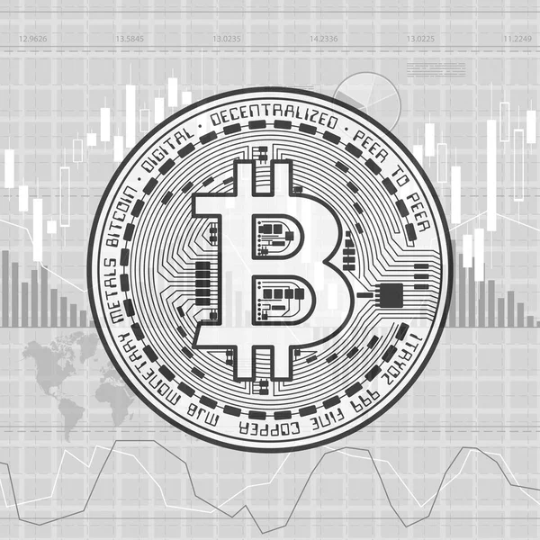 Finance Bitcoin fond gris — Image vectorielle