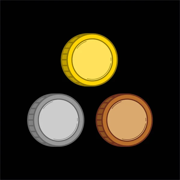 Tre färg mynt — Stock vektor