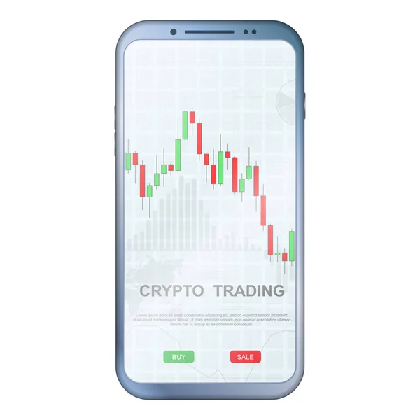 Crypto kereskedelmi színes telefon — Stock Vector