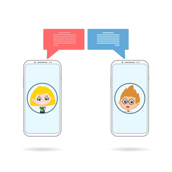 Friend phones chating — Stock Vector