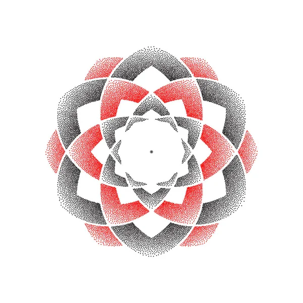 Punti fiore cerchio nero e rosso — Vettoriale Stock