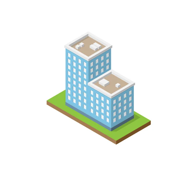 Isometrische dubbele gebouw — Stockvector