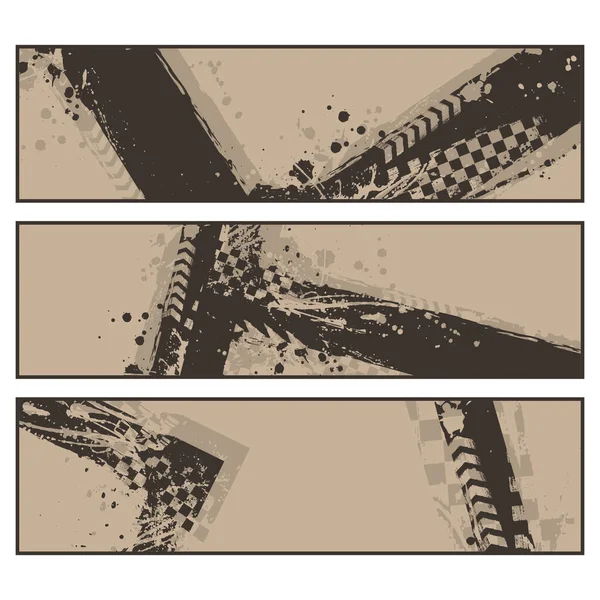 Ensemble de bannières de course grunge marron — Image vectorielle