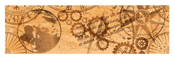 Grunge marrom steampunk banner três — Vetor de Stock