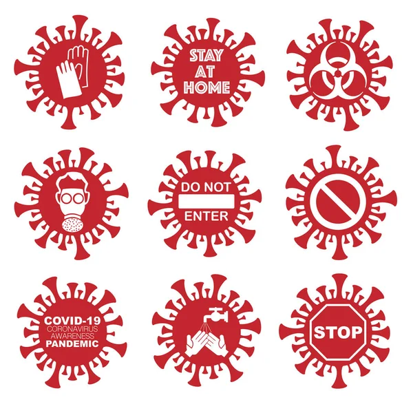 Conjunto de signos de Coronavirus — Vector de stock