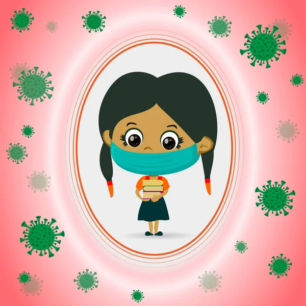 Jong meisje virus bescherming behang — Stockvector