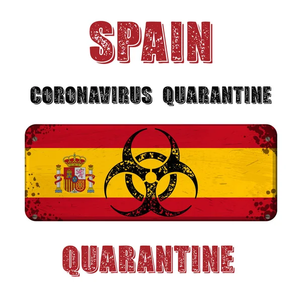 Espagne quarantaine grunge drapeau plaque signalétique — Image vectorielle