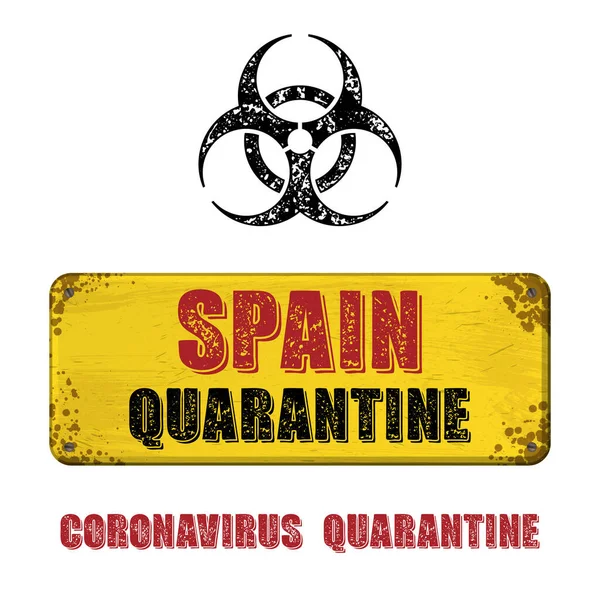 Plaque signalétique de quarantaine jaune Espagne — Image vectorielle