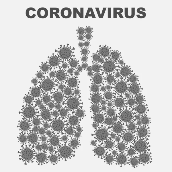 Pulmones con fondo blanco de coronavirus bacteriano — Vector de stock