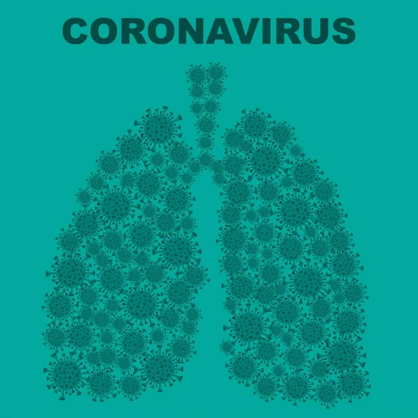 Pulmones con fondo azul de coronavirus bacteriano — Vector de stock