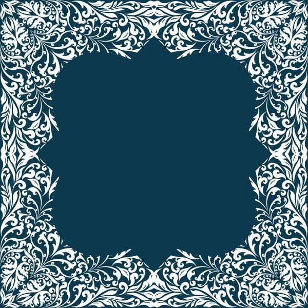 Ρετρό λευκό boho floral πλαίσιο μοτίβο δύο — Διανυσματικό Αρχείο