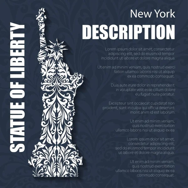 Retro boho floral pattern Statue of Liberty — Stock Vector