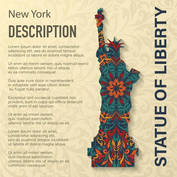 Statue of Liberty floral pattern background — Stock Vector