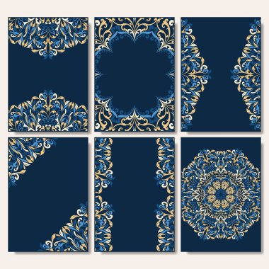Retro boho mavi çiçek desenli duvar kağıdı