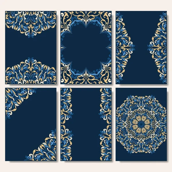 Retro motifs floraux bleu boho papier peint — Image vectorielle