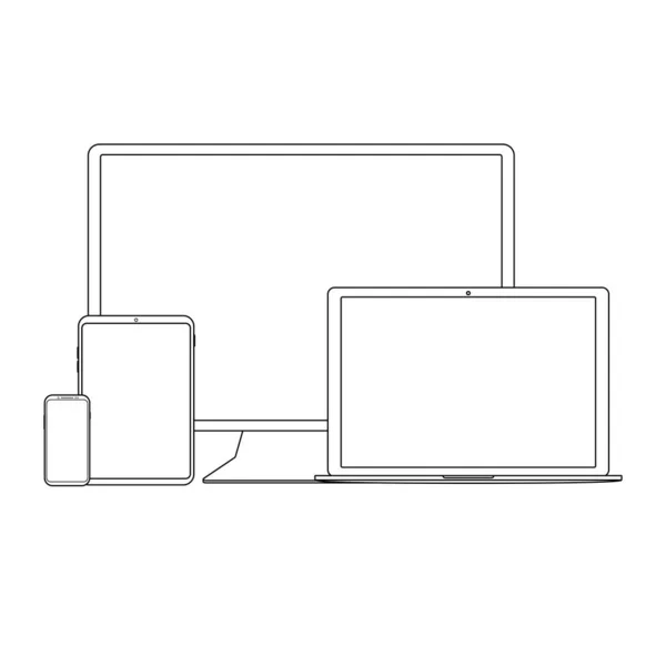 白色轮廓数字小工具 — 图库矢量图片