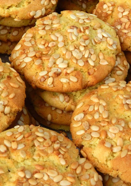 Vista Cerca Galletas Horneadas Con Semillas Calabaza —  Fotos de Stock