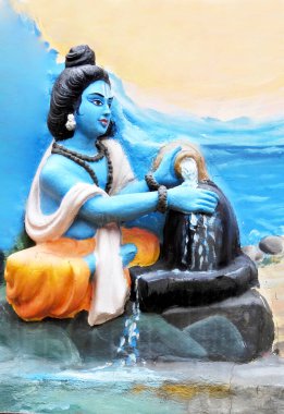 Hindu tanrısı Rama 'nın duvar sanatı bir tapınakta Shiva lingam' a dua ediyor. 