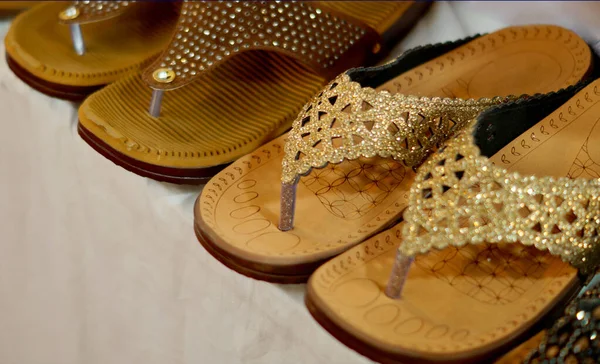 Nahaufnahme Indischer Fußbekleidung Einem Einzelhandelsgeschäft — Stockfoto