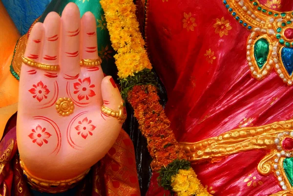 Closeup View Indian Hindu Goddess Hand Blessing Pose — Stock Photo, Image