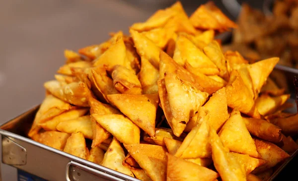 Closeup Indian Street Food Samosa Ready Serve — Stock Photo, Image