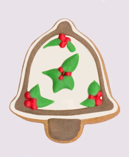 Campana de Navidad blanca de pan de jengibre — Foto de Stock