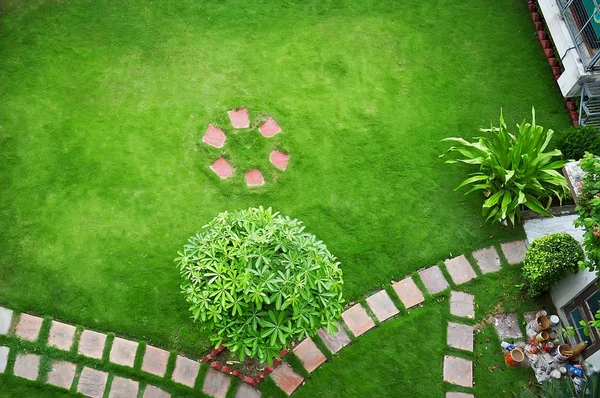 Bovenaanzicht van de tuin — Stockfoto