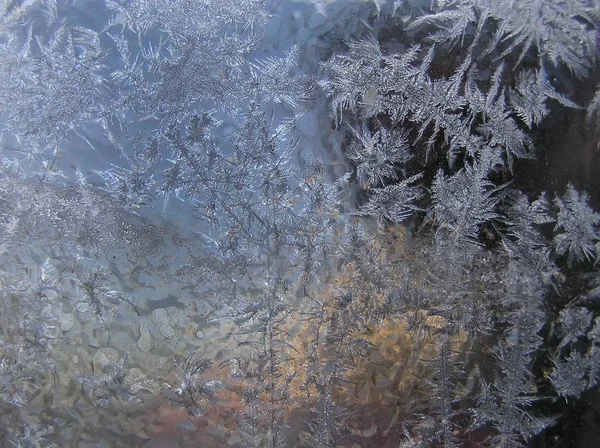 Frost on a window pane — Stock Photo, Image