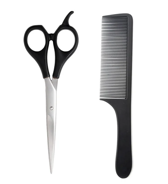 Comb with scissors on a white background — Stock Photo, Image