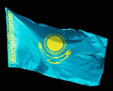 Siyah arka planda Kazakistan bayrağı