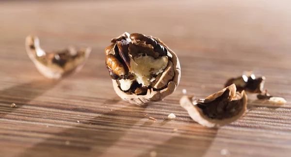 Walnut on the table. macro — Stock Photo, Image