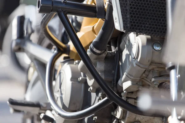 Motorcycle detail. metallic motorcycle motor — Stock Photo, Image