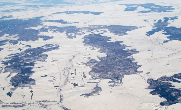 Winter. Blick aus dem Flugzeug — Stockfoto