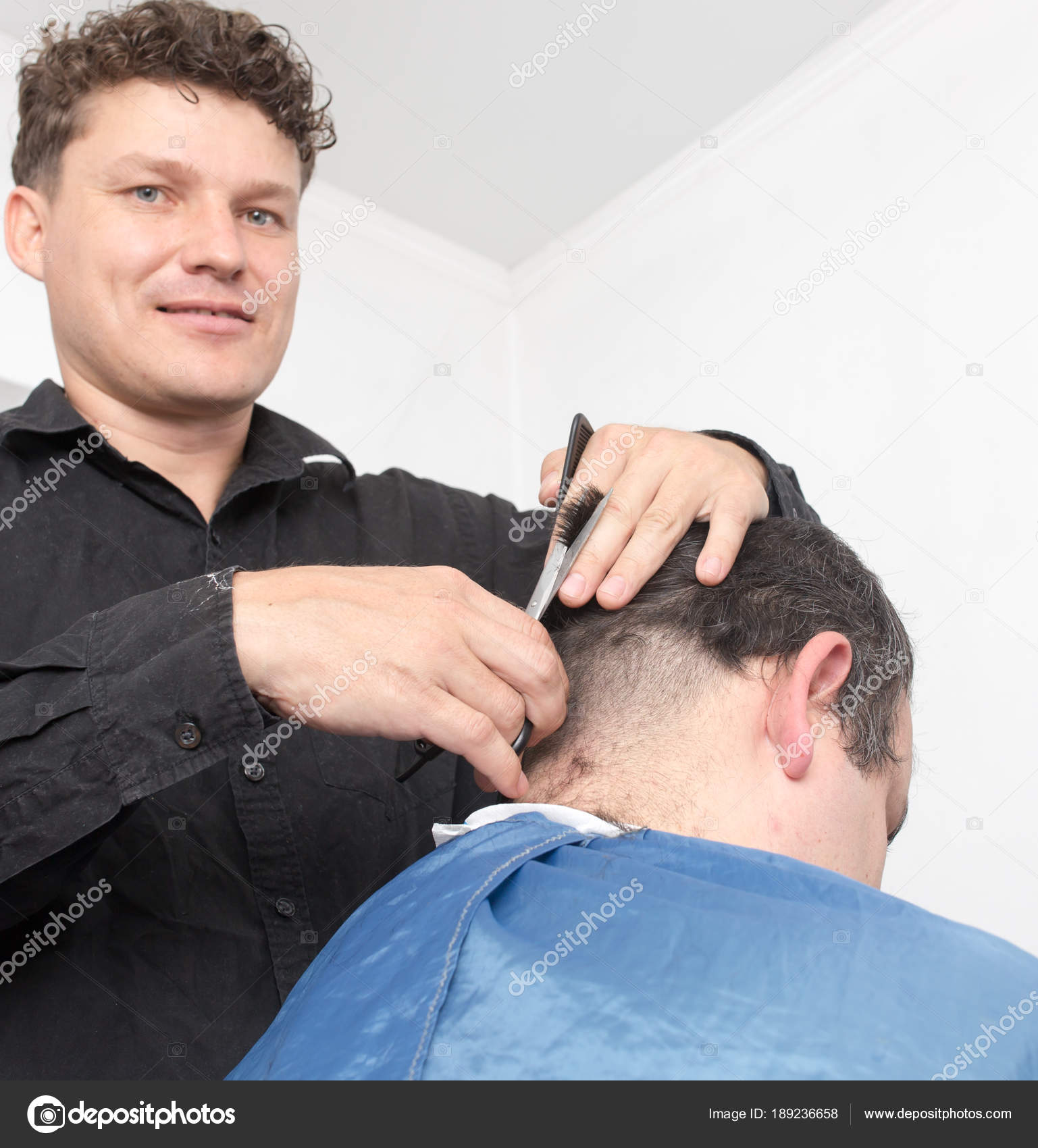 Hairdresser Cuts Mens Hair Cut Stock Photo C Schankz