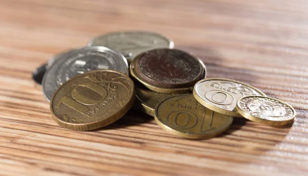 Coins on the table. macro — Stock Photo, Image