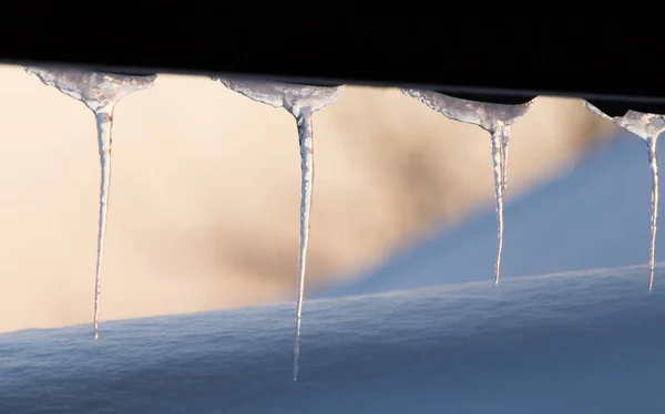 Téli jégcsapok a nap Hajnal — Stock Fotó