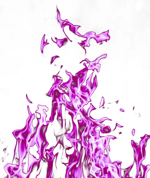 Фиолетовый огонь пламени на белом фоне — стоковое фото