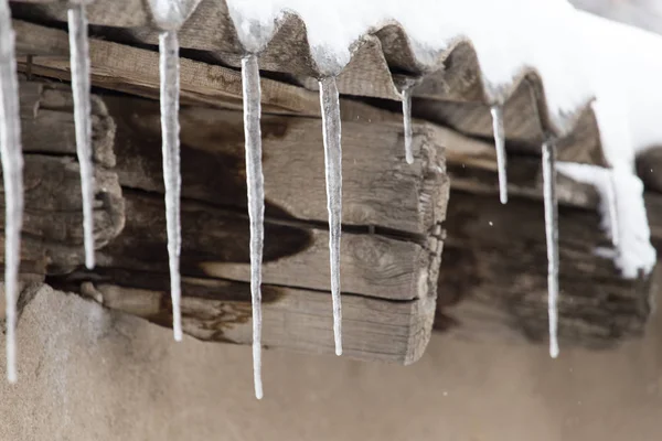 Eiszapfen auf der Winternatur — Stockfoto