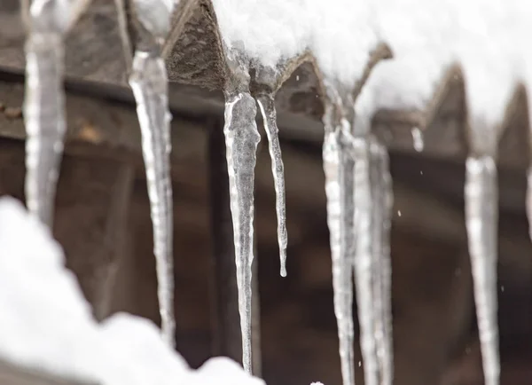 Eiszapfen auf der Winternatur — Stockfoto