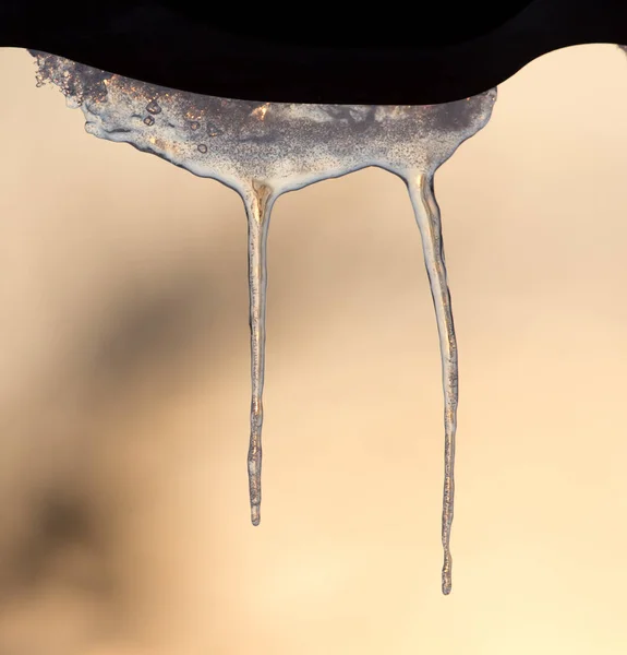 Vinter istappar på solen gryningen — Stockfoto