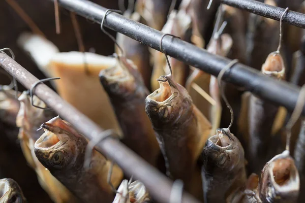 Produktion av rökt fisk — Stockfoto