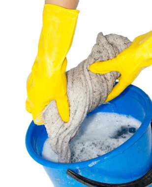 Beyaz bir arka plan üzerine durulama kumaş