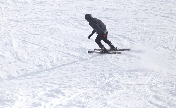 Persone che sciano sulla neve in inverno — Foto Stock