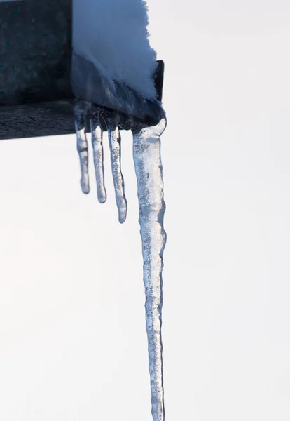 Eiszapfen auf der Winternatur — Stockfoto